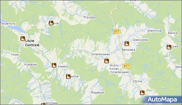 mapa Smerekowiec, Smerekowiec na mapie Targeo