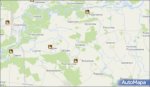 mapa Śmiełów, Śmiełów na mapie Targeo