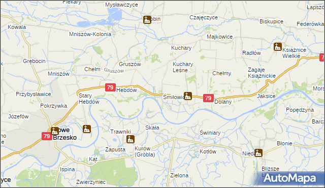 mapa Śmiłowice gmina Nowe Brzesko, Śmiłowice gmina Nowe Brzesko na mapie Targeo