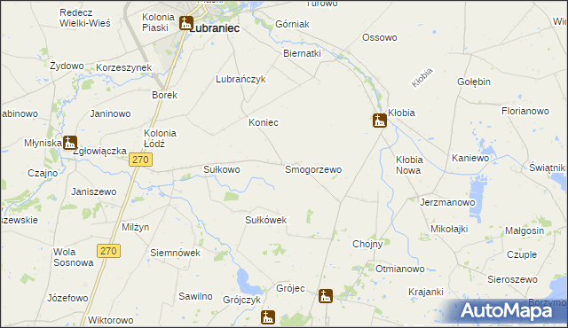 mapa Smogorzewo gmina Lubraniec, Smogorzewo gmina Lubraniec na mapie Targeo