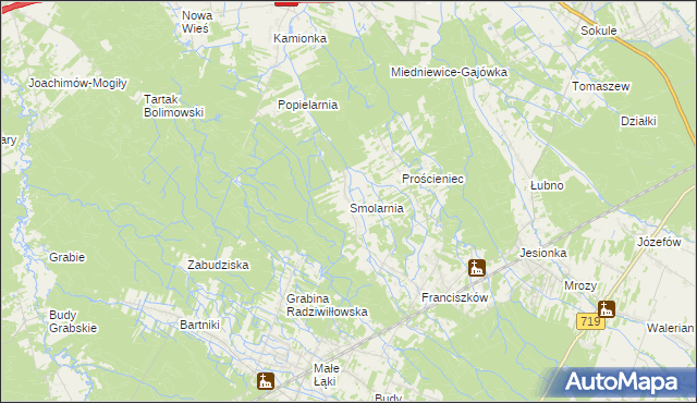 mapa Smolarnia gmina Wiskitki, Smolarnia gmina Wiskitki na mapie Targeo