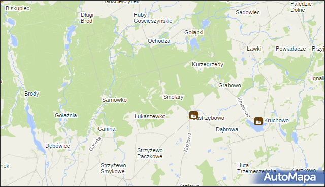 mapa Smolary gmina Trzemeszno, Smolary gmina Trzemeszno na mapie Targeo