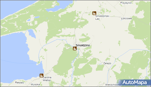 mapa Smołdzino powiat słupski, Smołdzino powiat słupski na mapie Targeo