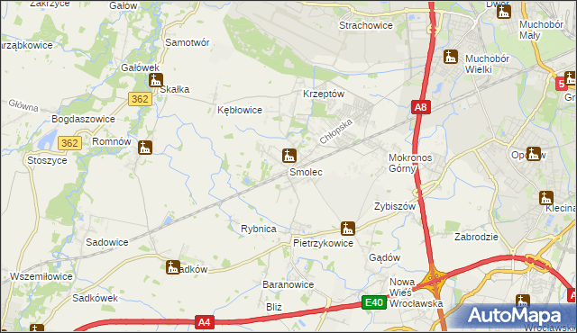 mapa Smolec, Smolec na mapie Targeo