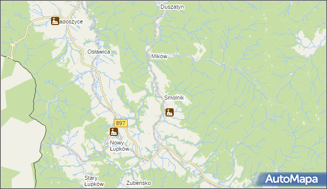 mapa Smolnik gmina Komańcza, Smolnik gmina Komańcza na mapie Targeo