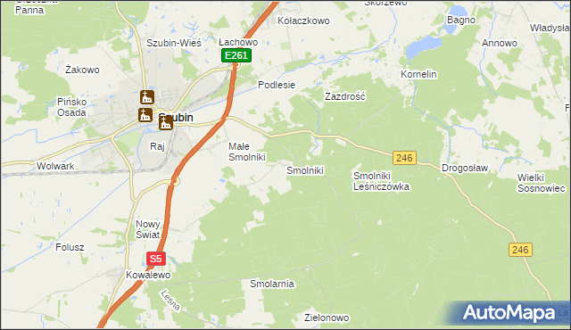 mapa Smolniki gmina Szubin, Smolniki gmina Szubin na mapie Targeo