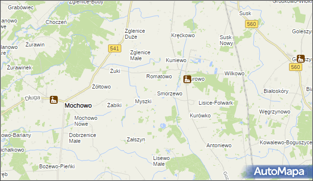 mapa Smorzewo, Smorzewo na mapie Targeo