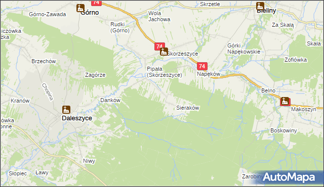 mapa Smyków gmina Daleszyce, Smyków gmina Daleszyce na mapie Targeo