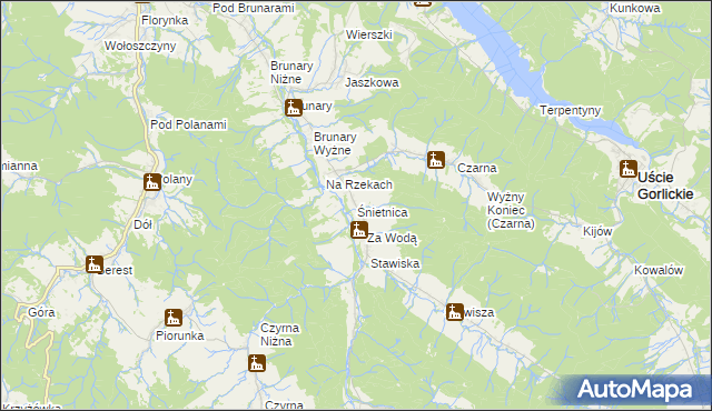 mapa Śnietnica, Śnietnica na mapie Targeo