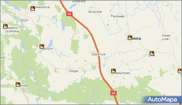 mapa Sobiemyśl, Sobiemyśl na mapie Targeo