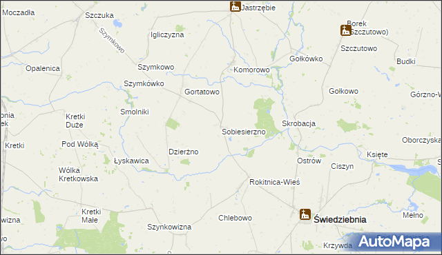 mapa Sobiesierzno, Sobiesierzno na mapie Targeo