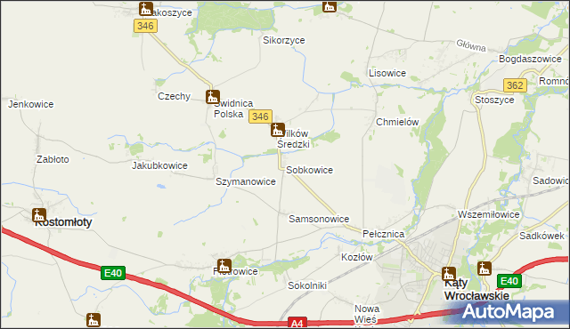 mapa Sobkowice, Sobkowice na mapie Targeo