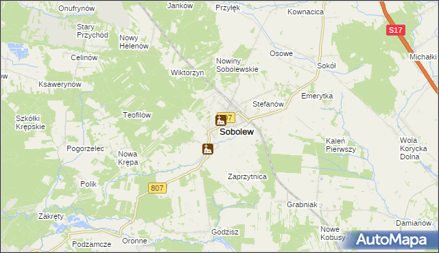 mapa Sobolew powiat garwoliński, Sobolew powiat garwoliński na mapie Targeo