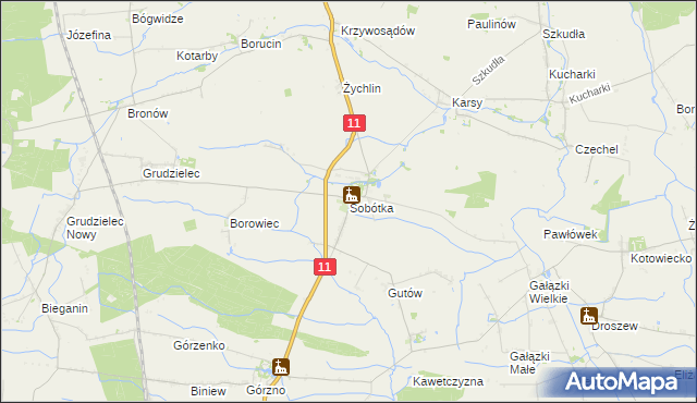 mapa Sobótka gmina Ostrów Wielkopolski, Sobótka gmina Ostrów Wielkopolski na mapie Targeo