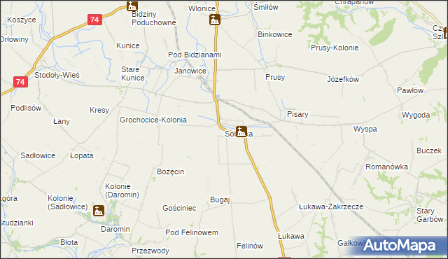 mapa Sobótka gmina Ożarów, Sobótka gmina Ożarów na mapie Targeo