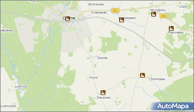 mapa Sokole gmina Czarne, Sokole gmina Czarne na mapie Targeo