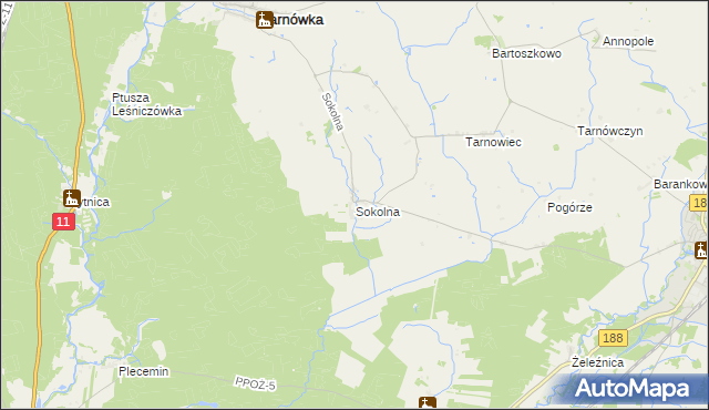 mapa Sokolna, Sokolna na mapie Targeo