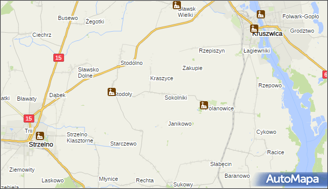 mapa Sokolniki gmina Kruszwica, Sokolniki gmina Kruszwica na mapie Targeo