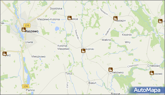mapa Sokolniki gmina Maszewo, Sokolniki gmina Maszewo na mapie Targeo