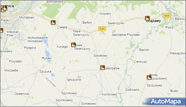 mapa Sokołowo gmina Bartniczka, Sokołowo gmina Bartniczka na mapie Targeo