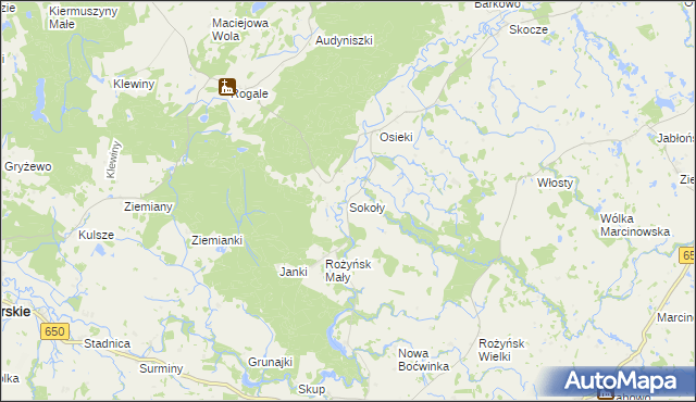 mapa Sokoły gmina Gołdap, Sokoły gmina Gołdap na mapie Targeo