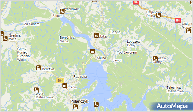 mapa Solina, Solina na mapie Targeo