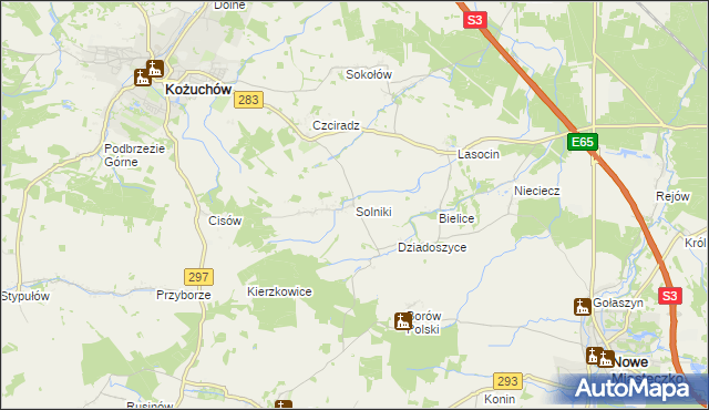 mapa Solniki gmina Kożuchów, Solniki gmina Kożuchów na mapie Targeo