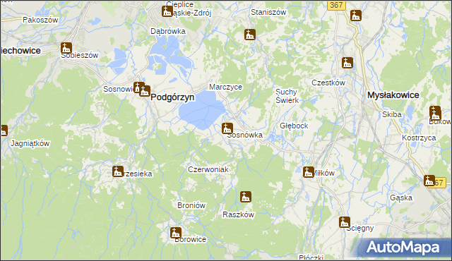 mapa Sosnówka gmina Podgórzyn, Sosnówka gmina Podgórzyn na mapie Targeo