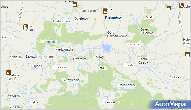 mapa Sowy gmina Pakosław, Sowy gmina Pakosław na mapie Targeo