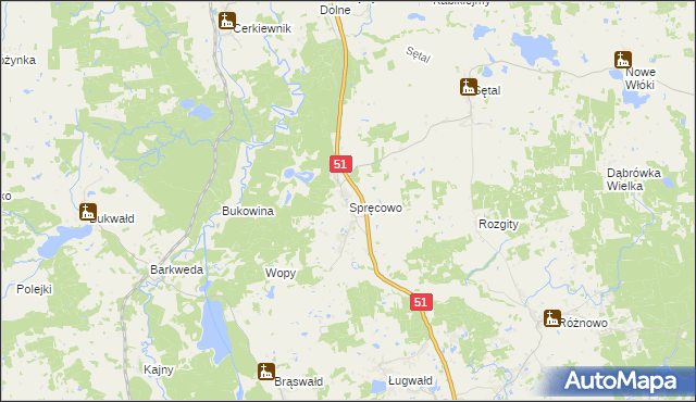 mapa Spręcowo, Spręcowo na mapie Targeo