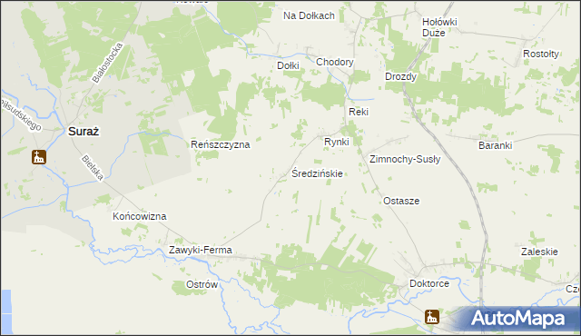mapa Średzińskie, Średzińskie na mapie Targeo