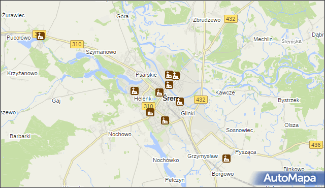 mapa Śrem, Śrem na mapie Targeo