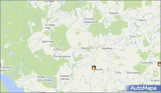 mapa Stacze gmina Kowale Oleckie, Stacze gmina Kowale Oleckie na mapie Targeo