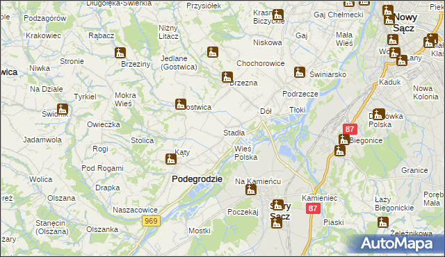 mapa Stadła, Stadła na mapie Targeo