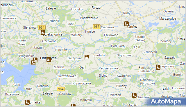 mapa Stadniki gmina Dobczyce, Stadniki gmina Dobczyce na mapie Targeo