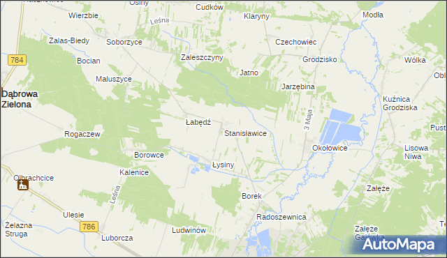 mapa Stanisławice gmina Koniecpol, Stanisławice gmina Koniecpol na mapie Targeo