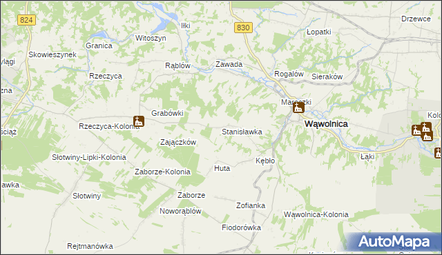 mapa Stanisławka gmina Wąwolnica, Stanisławka gmina Wąwolnica na mapie Targeo