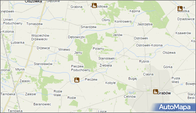 mapa Stanisławki gmina Grabów, Stanisławki gmina Grabów na mapie Targeo