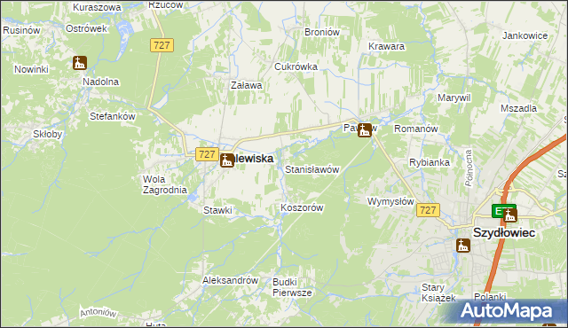 mapa Stanisławów gmina Chlewiska, Stanisławów gmina Chlewiska na mapie Targeo