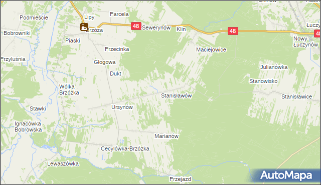 mapa Stanisławów gmina Głowaczów, Stanisławów gmina Głowaczów na mapie Targeo