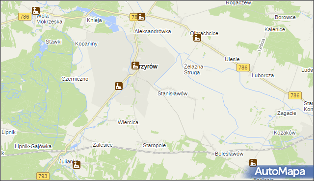 mapa Stanisławów gmina Przyrów, Stanisławów gmina Przyrów na mapie Targeo