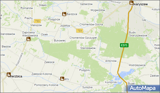 mapa Stanisławów gmina Skaryszew, Stanisławów gmina Skaryszew na mapie Targeo