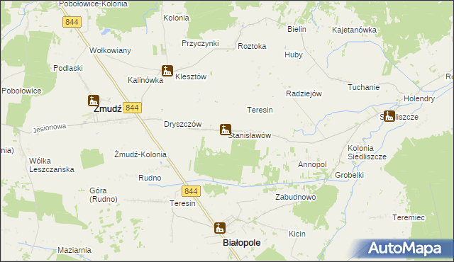 mapa Stanisławów gmina Żmudź, Stanisławów gmina Żmudź na mapie Targeo