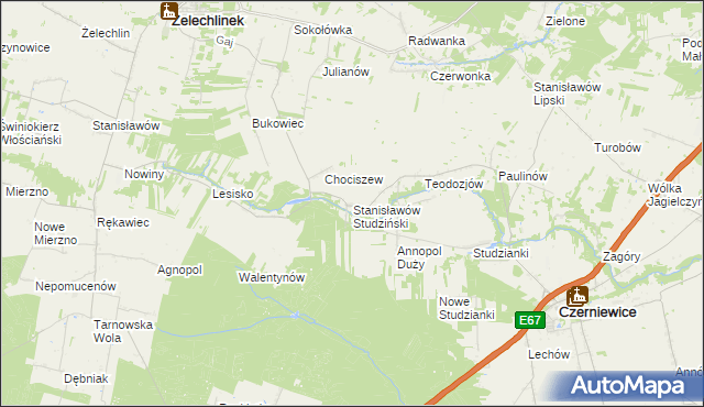 mapa Stanisławów Studziński, Stanisławów Studziński na mapie Targeo