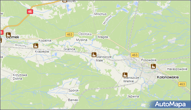 mapa Staniszcze Małe, Staniszcze Małe na mapie Targeo