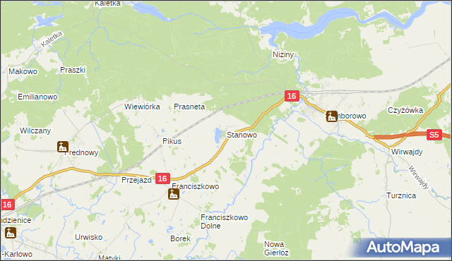 mapa Stanowo gmina Iława, Stanowo gmina Iława na mapie Targeo