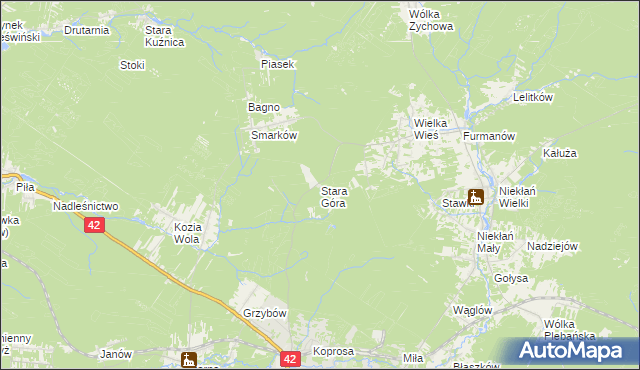 mapa Stara Góra gmina Stąporków, Stara Góra gmina Stąporków na mapie Targeo
