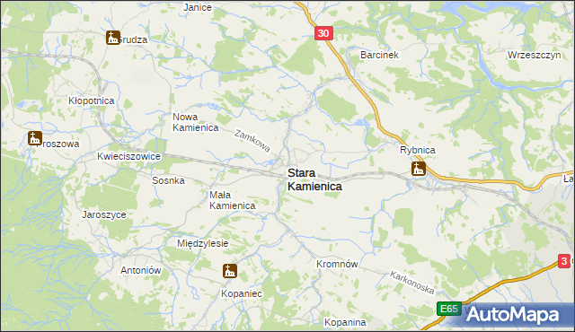 mapa Stara Kamienica, Stara Kamienica na mapie Targeo