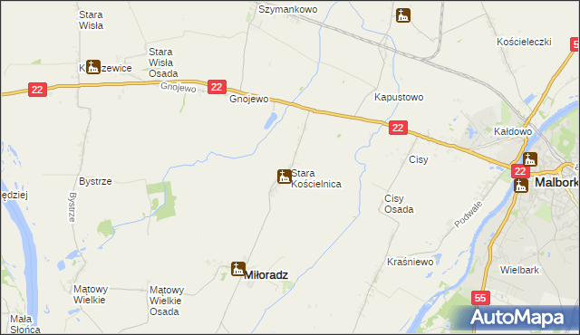 mapa Stara Kościelnica, Stara Kościelnica na mapie Targeo