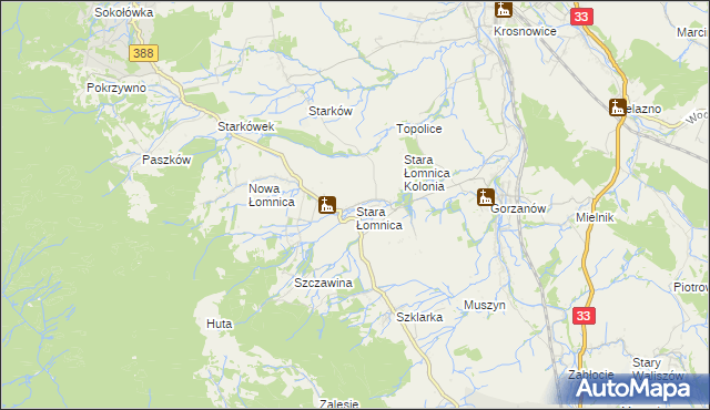 mapa Stara Łomnica, Stara Łomnica na mapie Targeo